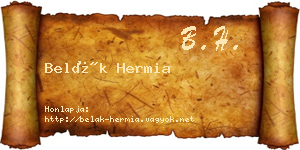 Belák Hermia névjegykártya